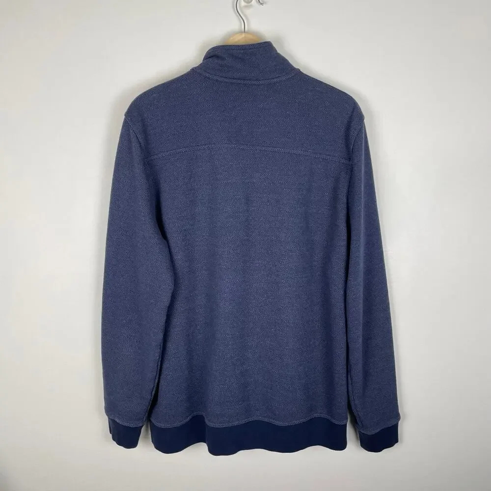 Banana Republic Sweater Jacket Mens XL Navy Blue Funnel Neck Zip Up Sweatshirt